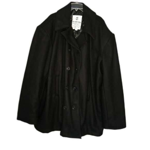 Rothco US Navy Type Pea Coat Wool Blend Military Classic Black Heavy Men's sz 4X - Picture 3 of 11
